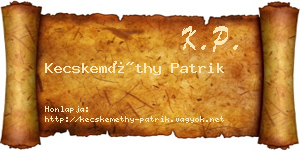 Kecskeméthy Patrik névjegykártya